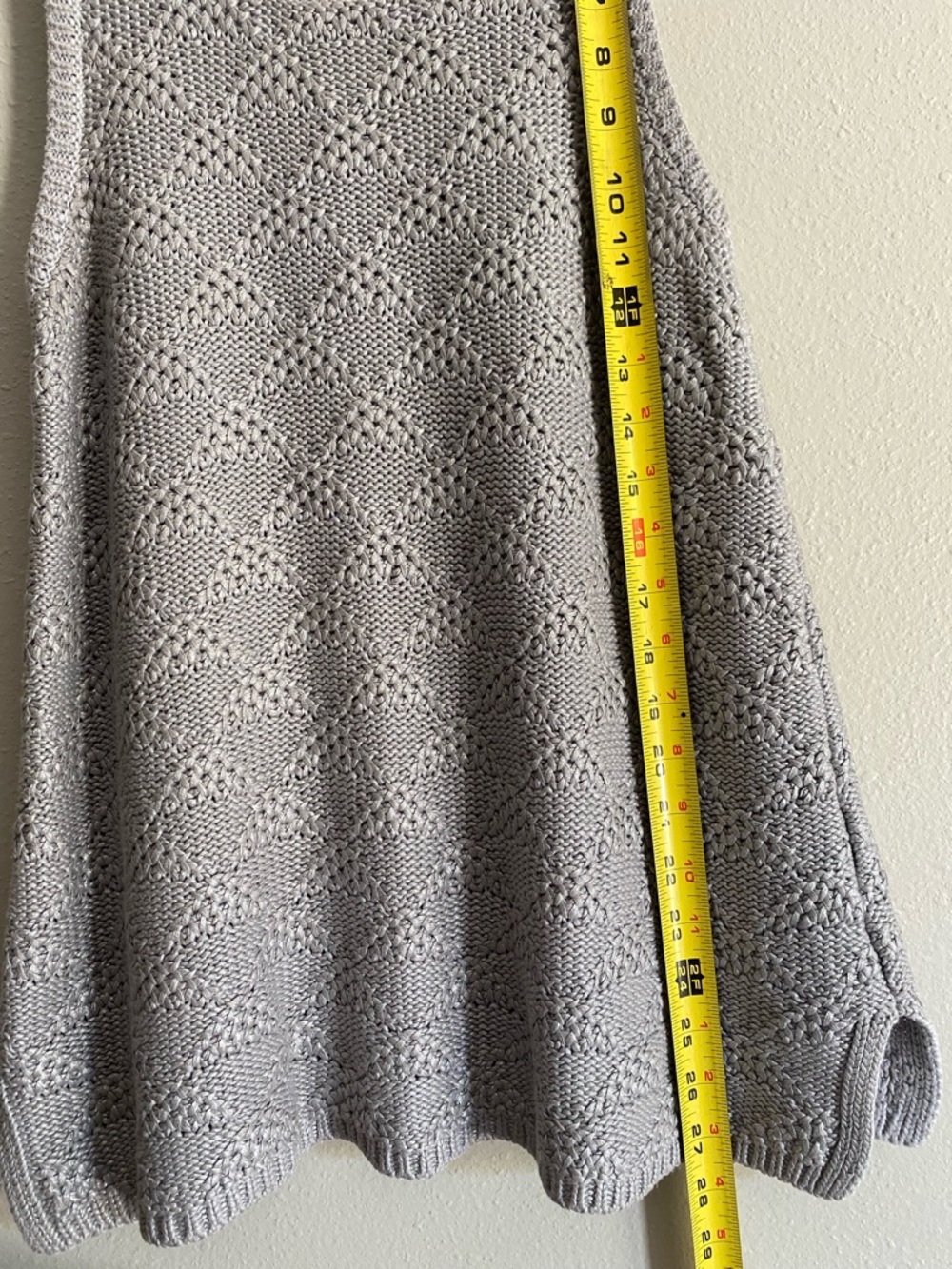 Moth Anthropologie Pointelle Geometric Knit Tank Top Gray Size M Cotton Blend - Picture 5 of 7